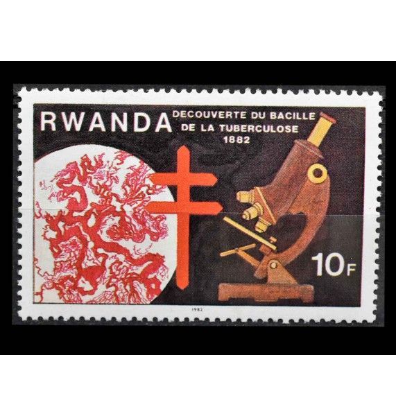 Руанда 1982 г. "100-летие открытия Робертом Кохом возбудителя туберкулеза"