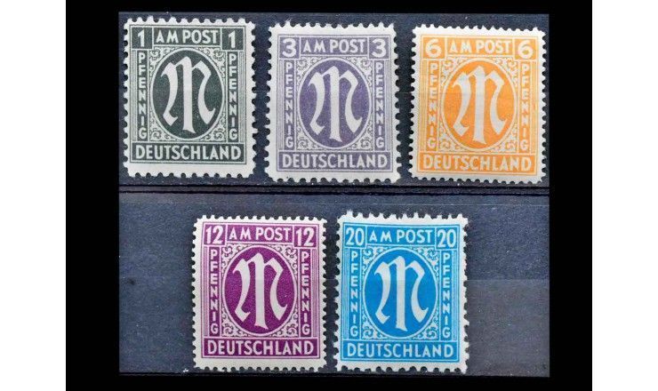 Германия (Бизония) 1945/1946 гг. "Стандартные марки: "М" в овале" (немецкая печать) 