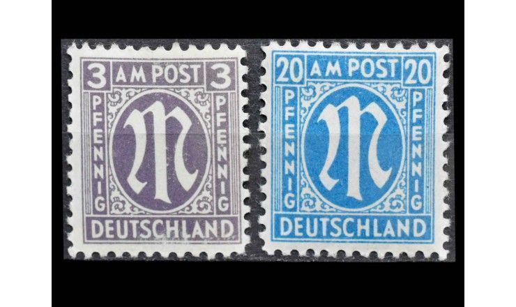 Германия (Бизония ) 1945/1946 гг. "Стандартные марки: "М" в овале" (немецкая печать) 