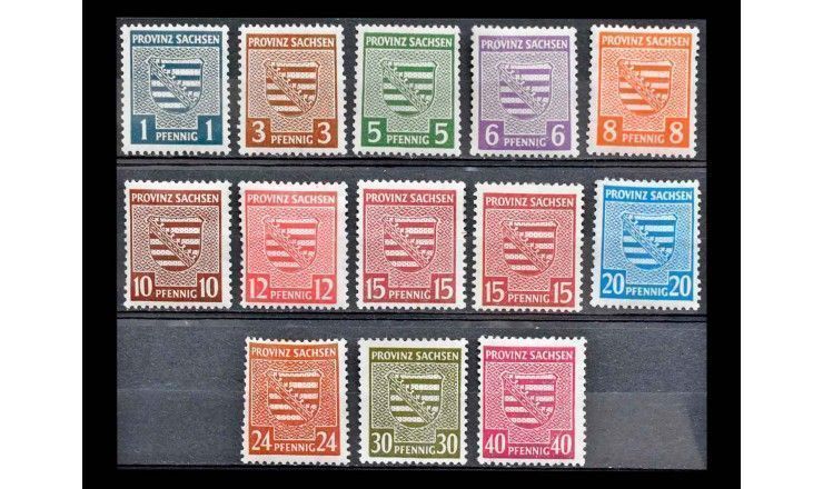 Германия (Советская оккупация, Саксония) 1945 г. "Стандартные марки: Гербы" (дефект) 
