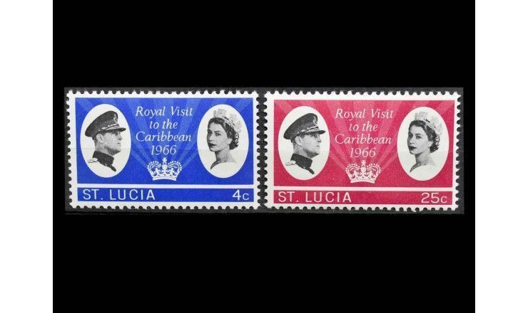 Сент-Люсия 1966 г. "Визит английской королевской четы"