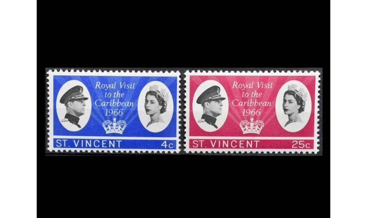 Сент-Винсент и Гренадины 1966 г. "Визит английской королевской четы"