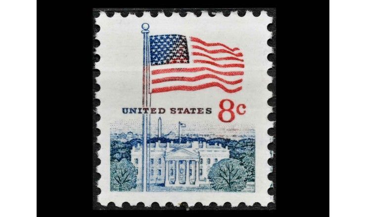 США 1971 г. "Стандартные марки: Флаги и Белый дом"