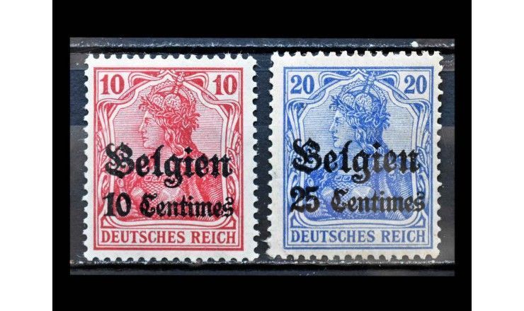 Германия (Оккупация Бельгии) 1914 г. "Стандартные марки: Марки Германского рейха" (надпечатка)  