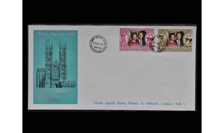 Британские Соломоновы острова 1972 г. "Серебряная свадьба королевской пары" FDC