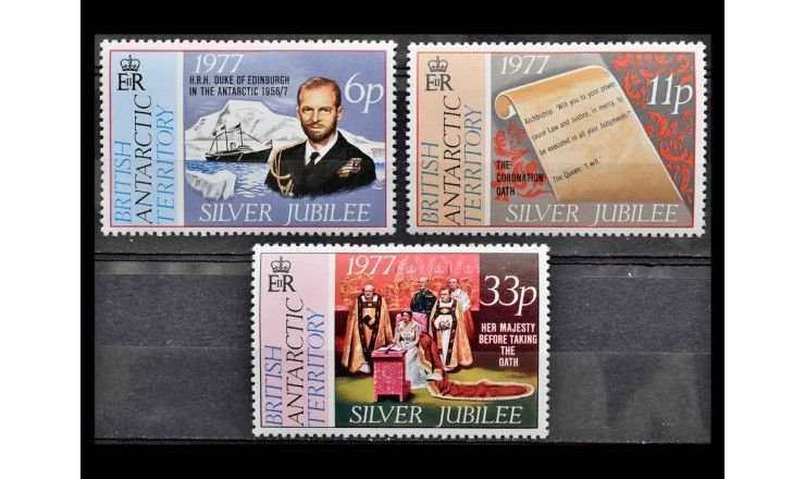 Британская антарктическая территория 1977 г. "25 лет правления королевы Елизаветы II"