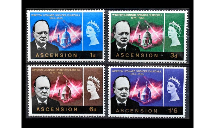 Остров Вознесения 1966 г. "Уинстон Спенсер Черчилль" (дефект)