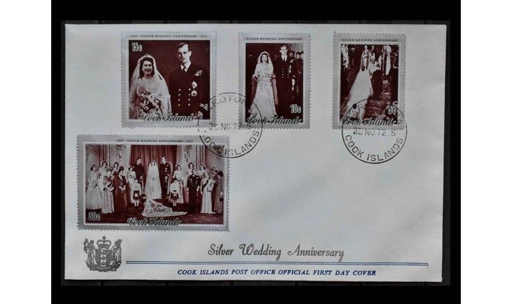 Острова Кука 1972 г. "Серебряная свадьба английской королевской пары" FDC