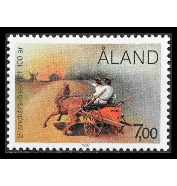 Аландские острова 1987 г. "100 лет пожарной службе Аландских островов"