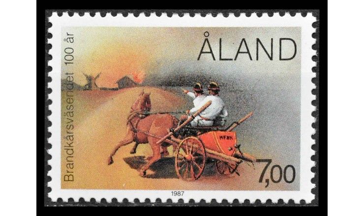 Аландские острова 1987 г. "100 лет пожарной службе Аландских островов"