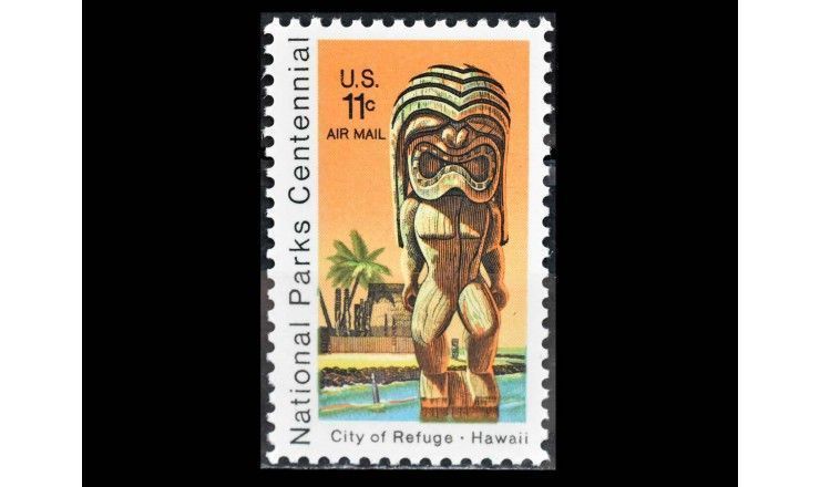 США 1972 г. "Столетие национальных парков: Гавайская статуя бога тики" 