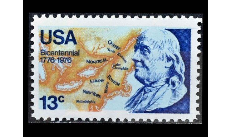 США 1976 г. "Бенджамин Франклин, совместный выпуск с Канадой" 