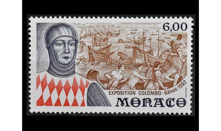 Монако 1992 г. "Выставка Колумба, Генуя: Ренье I"