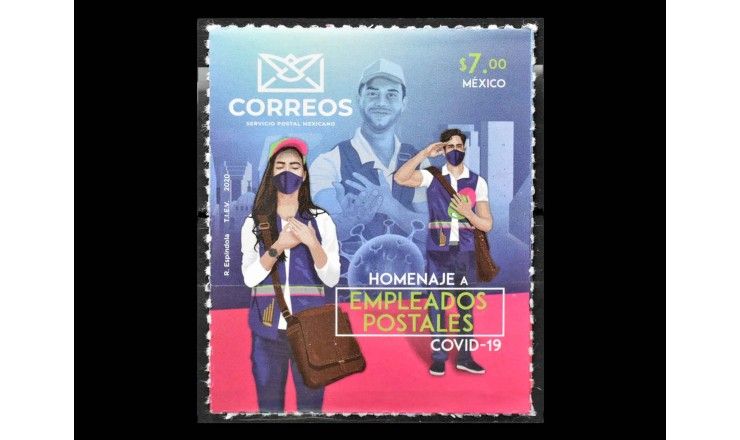 Мексика 2020 г. "COVID-19: Дань уважения почтовым работникам" (самоклейка)
