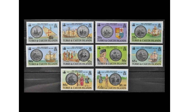 Теркс и Кайкос 1992 г. "Юбилейные монеты "500 лет Открытия Америки"