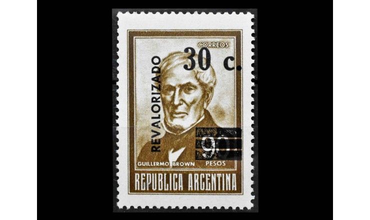 Аргентина 1975 г. "Гильермо Браун, адмирал" (надпечатка)