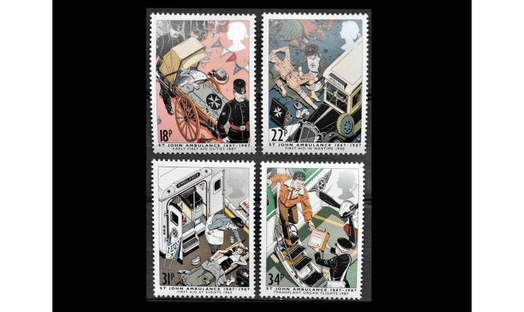 Великобритания 1987 г. "100 лет скорой помощи Святого Иоанна" 