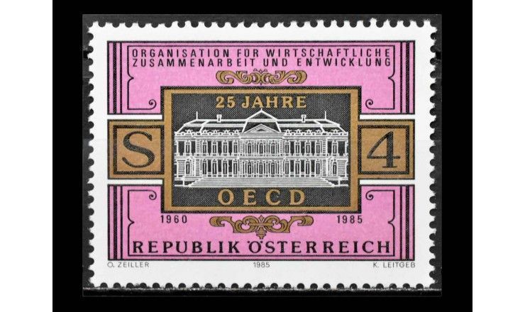 Австрия 1985 г. "25 лет ОЭСР: Замок Ла-Мюэтт"