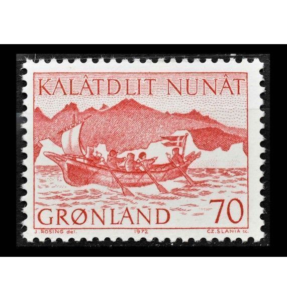 Гренландия 1972 г. "Доставка почты в Гренландии: Умиак" 