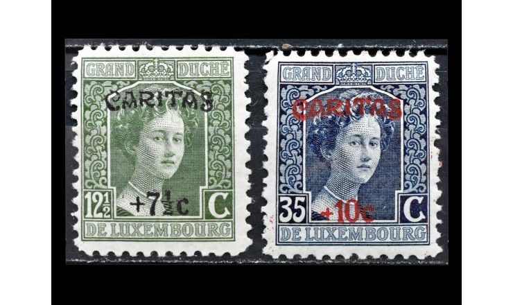 Люксембург 1924 г. "Смерть великой герцогини Марии Аделаиды" (надпечатка) 