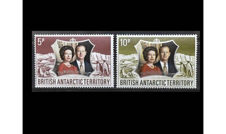 Британская антарктическая территория 1972 г. "Серебряная свадьба английской королевской пары"