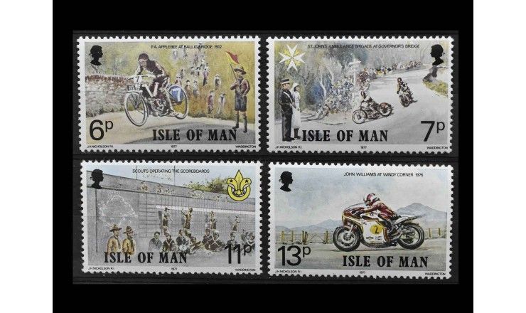 Остров Мэн 1977 г. "70 лет бойскаутам и мэнским гонкам на мотоциклах TT"