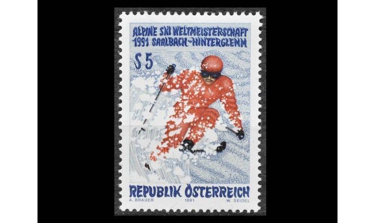 Австрия 1991 г. "Чемпионат мира по горным лыжам, Заальбах-Хинтерглемм"