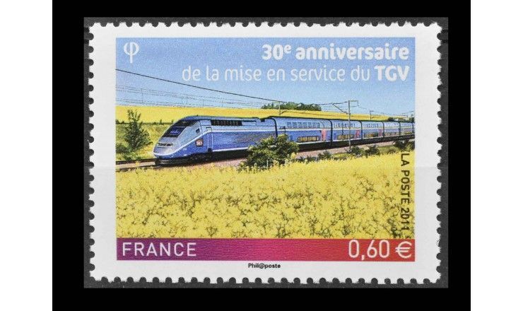 Франция 2011 г. "30 лет TGV - французской сети скоростных электропоездов"