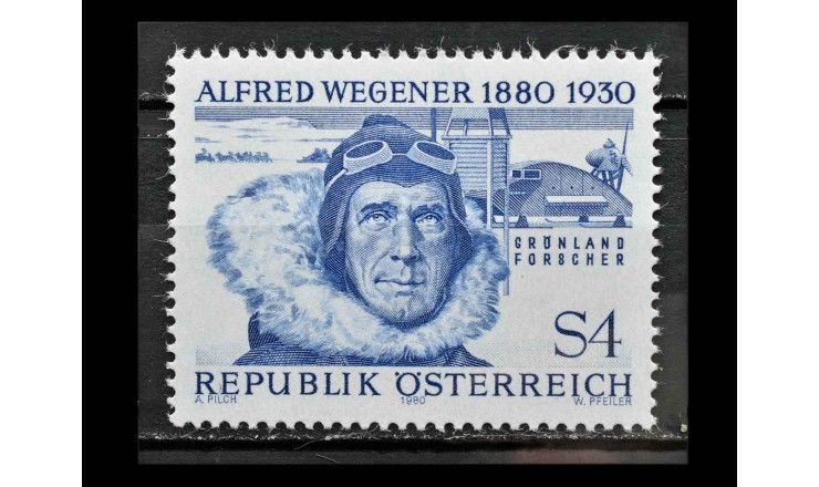Австрия 1980 г. "Альфред Вегенер, геофизик и метеоролог"