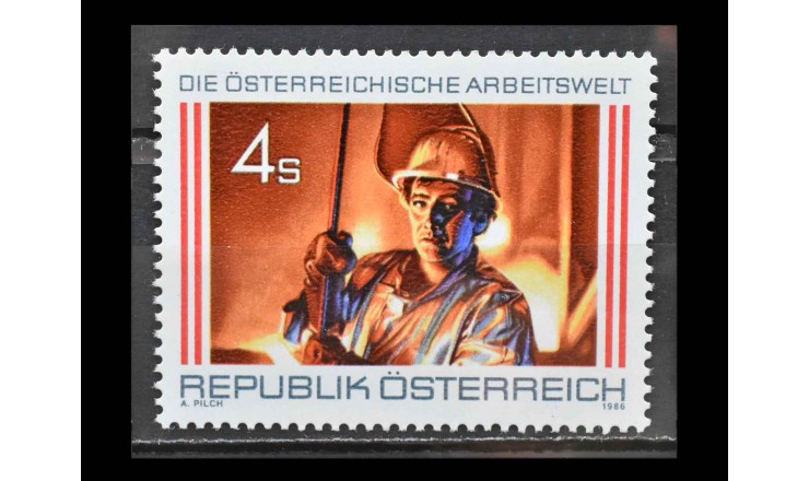 Австрия 1986 г. "Австрийский мир труда: Сталевары у доменной печи"
