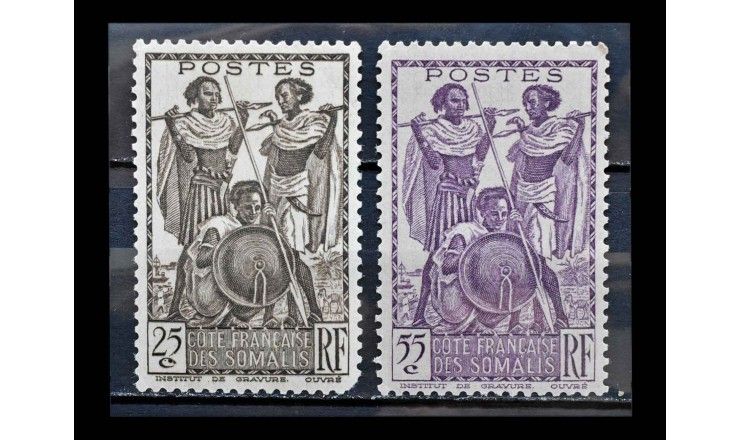 Французский берег Сомали 1938 г. "Стандартные марки" (дефект)