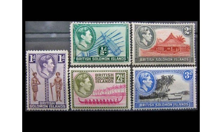 Британские Соломоновы острова 1939 г. "Король Георг VI и национальные мотивы"