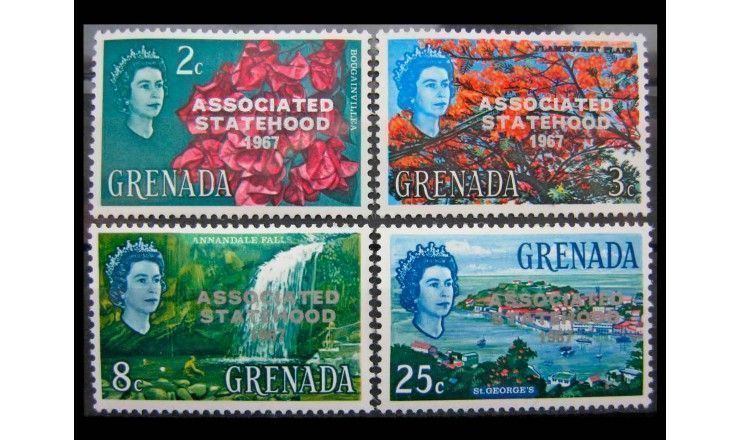 Гренада 1967 г. "Получение статуса ассоциированного с Великобританией государства" (надпечатка)