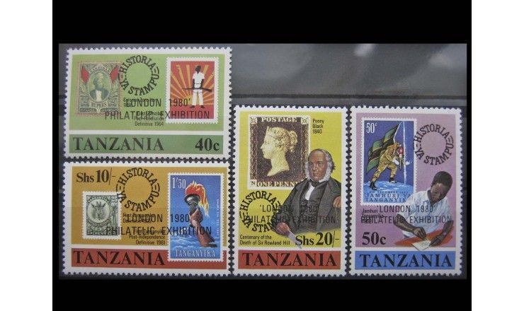 Танзания 1980 г. "Филателистическая выставка LONDON 1980" (надпечатка)
