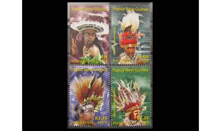 Папуа-Новая Гвинея 2008 г. "Традиционные головные уборы"