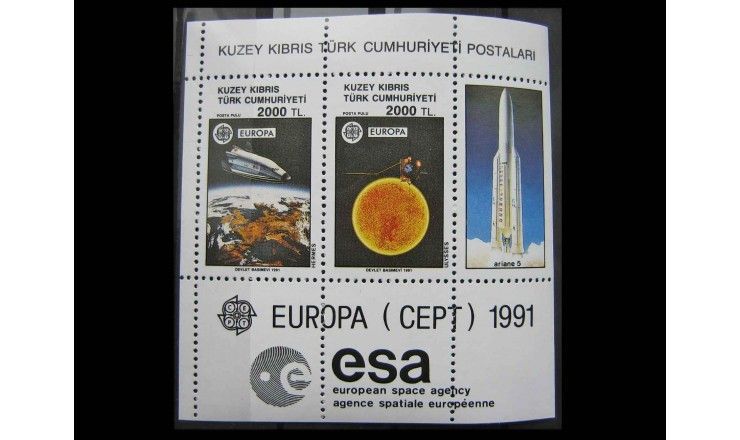 Турецкий Кипр 1991 г. "Европа CEPT - Европейское космическое агентство"