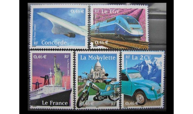 Франция 2002 г. "Транспортные средства в XX веке"
