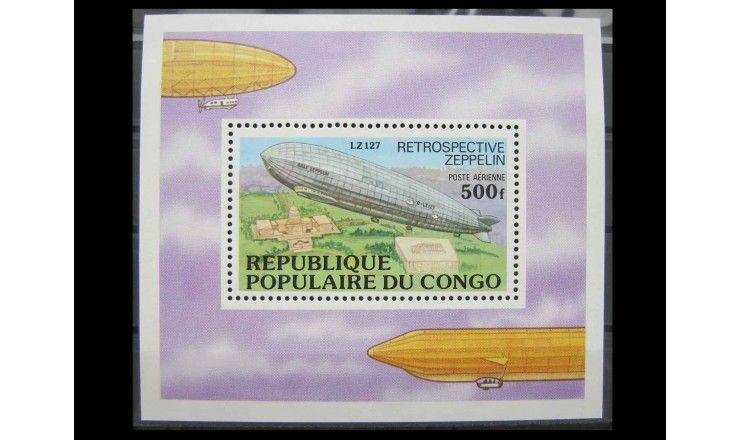 Республика Конго 1977 г. "Дирижабли Цеппелин"