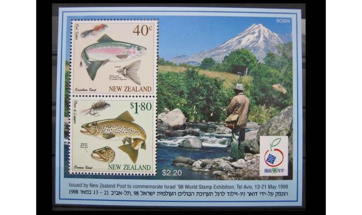 Новая Зеландия 1998 г. "Филателистическая выставка ISRAEL`98, Рыбы"