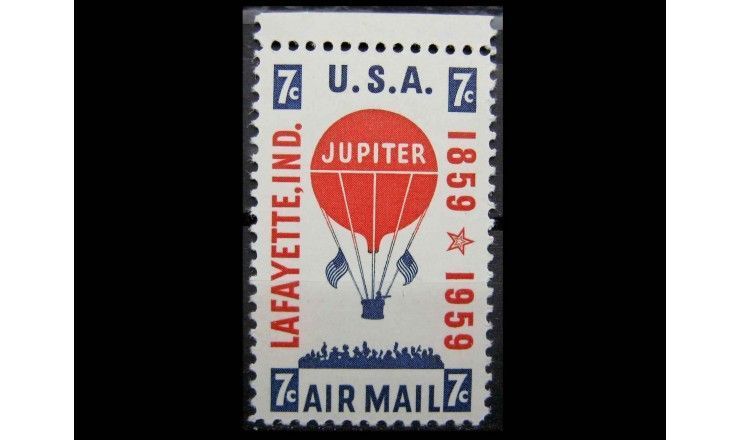 США 1959 г. "100 лет почтовым перевозкам на воздушном шаре"