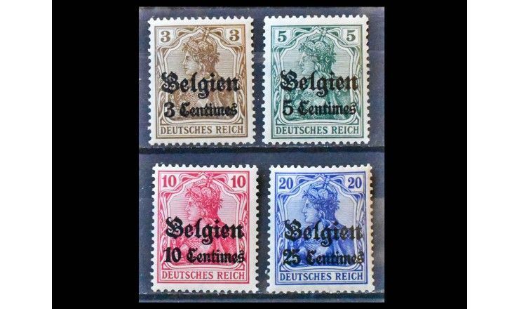 Германия (Оккупация Бельгии) 1914 г. "Стандартные марки: Марки Германского рейха" (надпечатка)