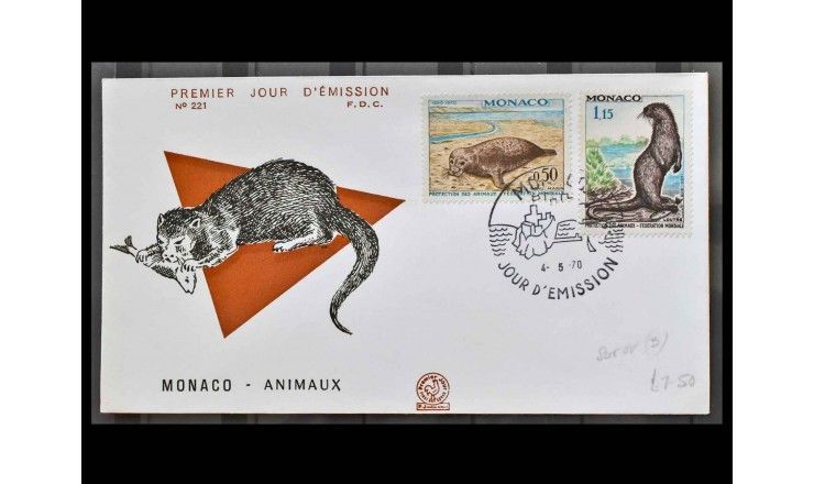 Монако 1970 г. "20 лет Всемирному обществу защиты животных" FDC 