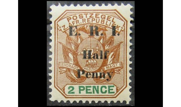 Трансвааль 1901 г. "Стандартные марки" (надпечатка E.R.I. Half Penny)