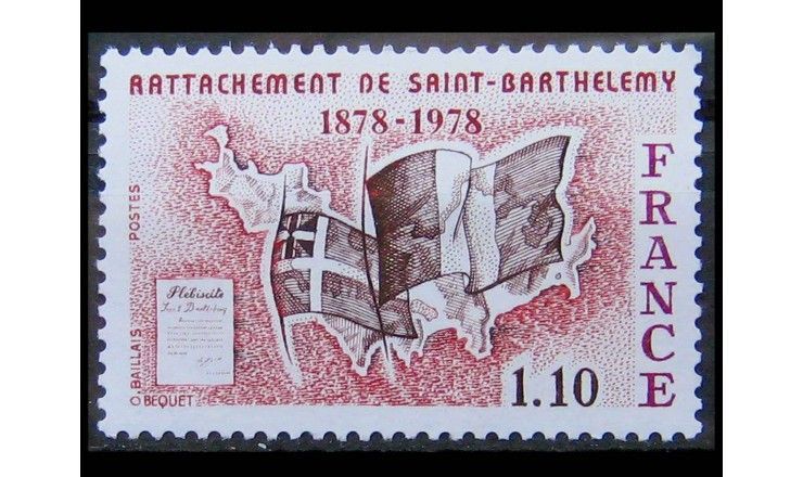 Франция 1978 г. "100 лет присоединения острова Сен-Бартелеми к Франции"