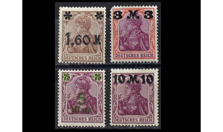 Германия (Веймарская республика) 1921 г. "Стандартные марки: Германия" (надпечатка) 