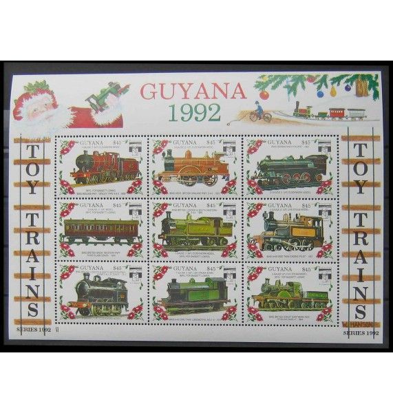 Гайана 1992 г. "Международная выставка марок "GENOVA '92": игрушечные поезда"