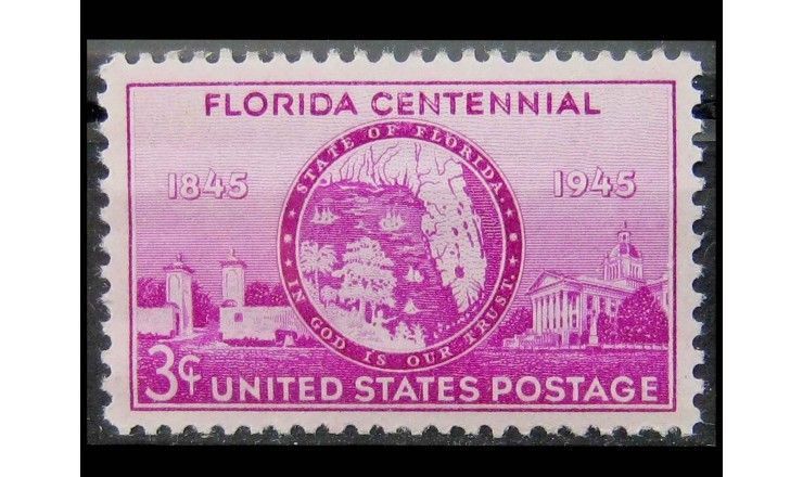 США 1945 г. "100 лет штату Флорида"