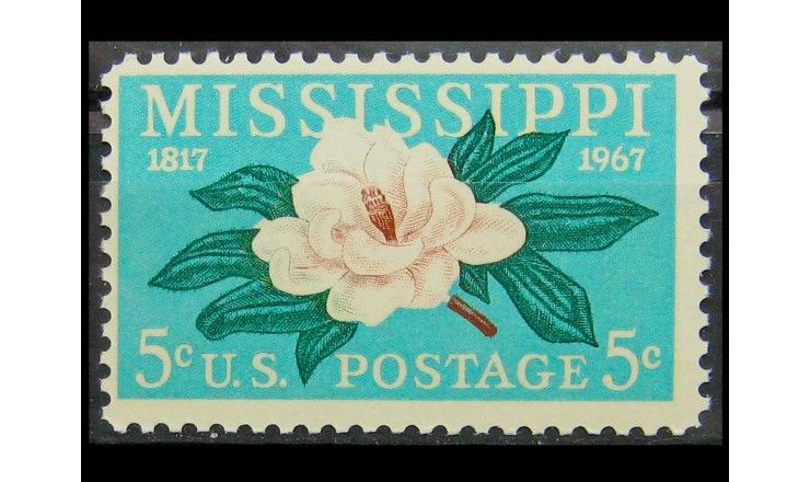 США 1967 г. "150 лет штату Миссисипи, магнолия"  