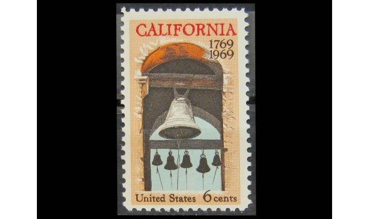 США 1969 г. "200 лет штату Калифорния: Колокольня Carmel Mission"