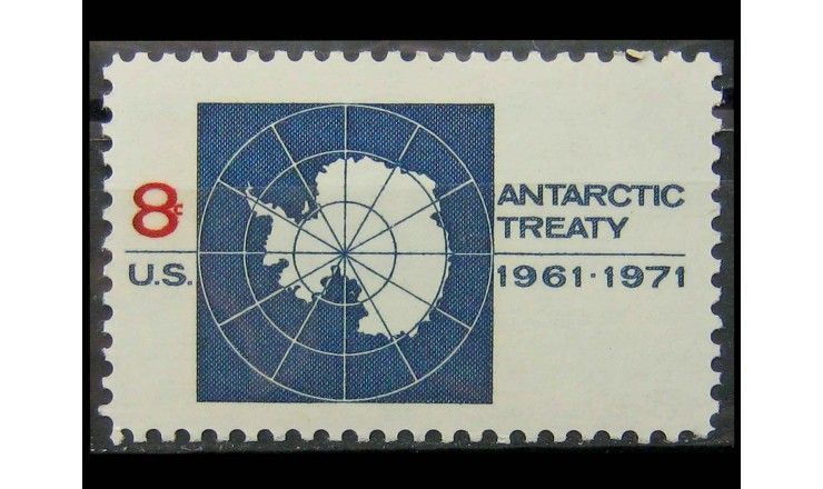 США 1971 г. "10 лет Договору об Антарктике: карта Антарктиктиды"